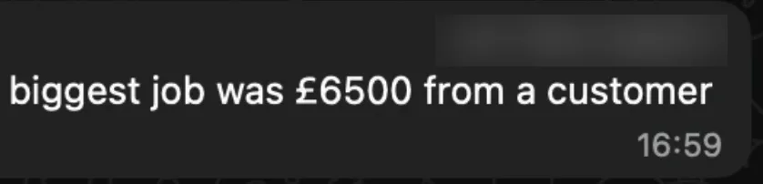 Tradesman testimonial: biggest job was £6,500 from a customer