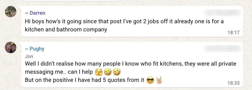 Tradesman testimonial: 2 jobs from one post plus 5 quotes