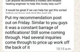 Tradesman testimonial: constant barrage of notifications and inquiries from one post